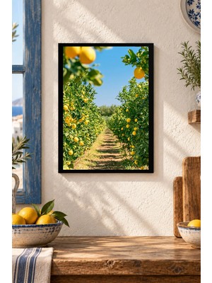 Onyx Lab Onyxlab Limon Bahçesi Desenli Dekoratif Mdf Tablo, Çerçeve Görünümlü Ahşap Poster