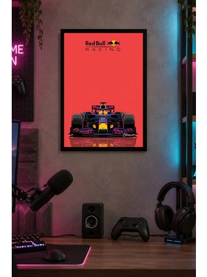 Onyx Lab Onyxlab Kırmızı Formula Yarış Otomobili Desenli Dekoratif Mdf Tablo, Çerçeve Görünümlü Ahşap Poster