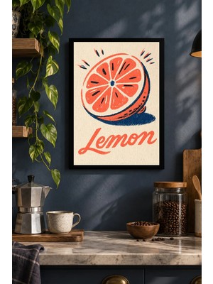 Onyx Lab Onyxlab Limon Tipografisi Desenli Dekoratif Mdf Tablo, Çerçeve Görünümlü Ahşap Poster