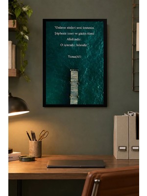Onyx Lab Onyxlab Deniz ve Iskele Desenli Dekoratif Mdf Tablo, Çerçeve Görünümlü Ahşap Poster