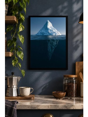 Onyx Lab Onyxlab Deniz Üzerinde Buzdağı Desenli Dekoratif Mdf Tablo, Çerçeve Görünümlü Ahşap Poster