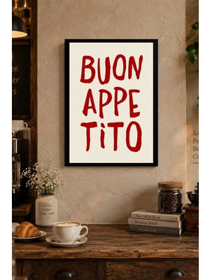 Onyx Lab Onyxlab Kırmızı Yazılı Mutfak Tipografisi Desenli Dekoratif Mdf Tablo, Çerçeve Görünümlü Ahşap Poster