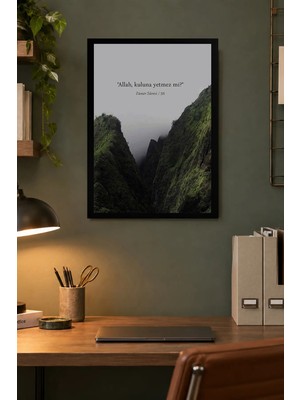 Onyx Lab Onyxlab Yeşil Kayalık Vadi Desenli Dekoratif Mdf Tablo, Çerçeve Görünümlü Ahşap Poster