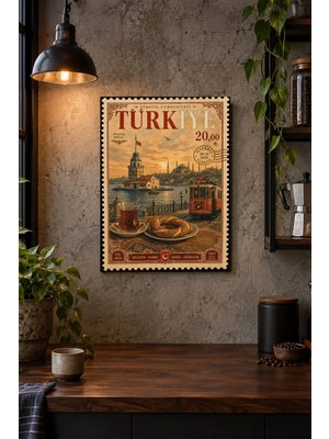 Onyx Lab Onyxlab Türkiye Şehir Manzaralı Damga Desenli Dekoratif Mdf Tablo, Çerçeve Görünümlü Ahşap Poster