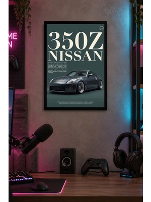Onyx Lab Onyxlab Gri Spor Otomobil Afişi Desenli Dekoratif Mdf Tablo, Çerçeve Görünümlü Ahşap Poster