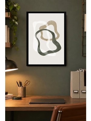 Onyx Lab Onyxlab Iç Içe Organik Halkalar Desenli Dekoratif Mdf Tablo, Çerçeve Görünümlü Ahşap Poster