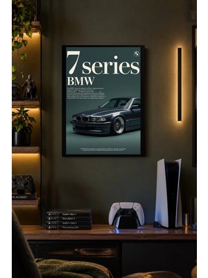 Onyx Lab Onyxlab Gri Otomobil Afişi Desenli Dekoratif Mdf Tablo, Çerçeve Görünümlü Ahşap Poster