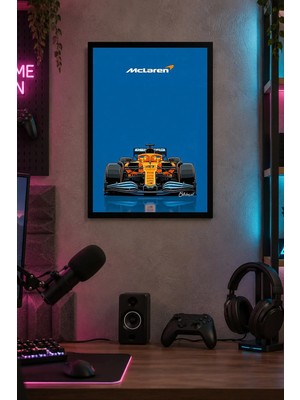 Onyx Lab Onyxlab Turuncu Formula Yarış Otomobili Desenli Dekoratif Mdf Tablo, Çerçeve Görünümlü Ahşap Poster