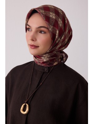 Belli Geometrik Desen %100 Twill Ipek Eşarp BE21-32