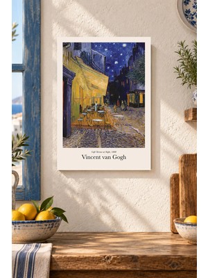 Onyx Lab Onyxlab Gece Kafesi Manzarası Desenli Dekoratif Mdf Tablo, Çerçeve Görünümlü Ahşap Poster