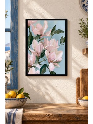 Onyx Lab Onyxlab Pembe Çiçek Dalları Desenli Dekoratif Mdf Tablo, Çerçeve Görünümlü Ahşap Poster