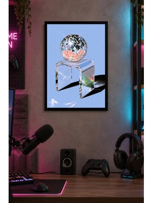 Onyx Lab Onyxlab Kristal Küre ve Şeffaf Sandalye Desenli Dekoratif Mdf Tablo, Çerçeve Görünümlü Ahşap Poster