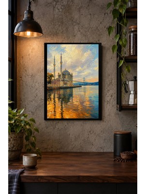 Onyx Lab Onyxlab Cami ve Su Yansıması Desenli Dekoratif Mdf Tablo, Çerçeve Görünümlü Ahşap Poster