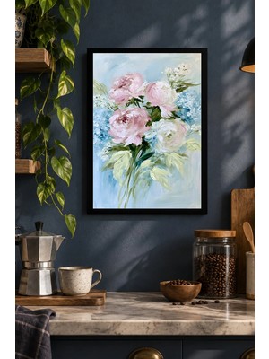 Onyx Lab Onyxlab Pastel Renkli Çiçek Buketi Desenli Dekoratif Mdf Tablo, Çerçeve Görünümlü Ahşap Poster