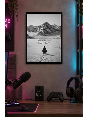 Onyx Lab Onyxlab Dağda Kuş Figürü ve Yazı Desenli Dekoratif Mdf Tablo, Çerçeve Görünümlü Ahşap Poster