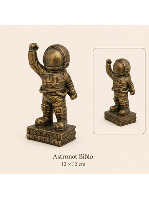 Eymen Hobi Tasarım Eymen Hobi Astronot Polyester Biblo – Antik Bronz – 12×32 cm