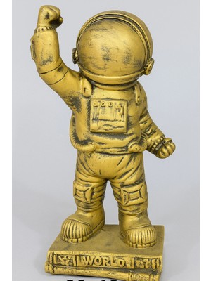 Eymen Hobi Tasarım Eymen Hobi Altın Renk Astronot Figürlü Dekoratif Obje 30X12 cm Modern Ev ve Ofis Dekoru