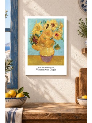 Onyx Lab Onyxlab Ayçiçeği Vazosu Desenli Dekoratif Mdf Tablo, Çerçeve Görünümlü Ahşap Poster