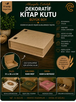 Eymen Hobi Tasarım Eymen Hobi Dekoratif Kitap Kutu Büyük Boy – 31X26X6 cm