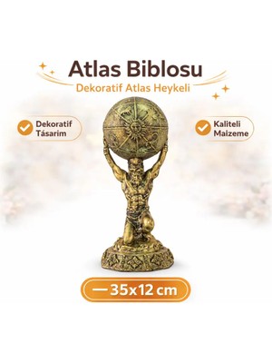 Eymen Hobi Tasarım Eymen Hobi 🗿 Atlas Biblosu – Dekoratif Atlas Heykeli (35X12 Cm)