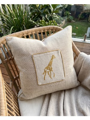 Lufa Home Safari Jüt Nakışlı Dekoratif Kırlent Kılıfı