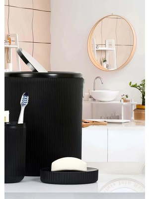 Sepetopia Siyah 5'li Banyo Takımı Banyo Dekorasyonu Için Beşli Set Banyo Aksesuar ve Düzenleyicileri