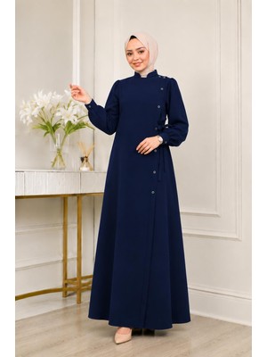 Moda Asi Modaasi Yan Bağlamalı Çıt Çıt Detaylı Petek Kumaş Premium Tesettür Ferace