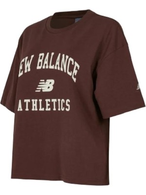 New Balance Nb Lifestyle Women T-Shirt WNT1402-EAS Kahverengi Tişört