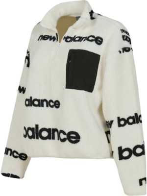 New Balance Nb Lifestyle Women Half Zip WNC3623-WT Beyaz Sweatshirt