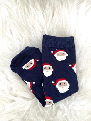 Dream Butik Yılbaşı Temalı Lacivert Noel Baba Desenli Çorap