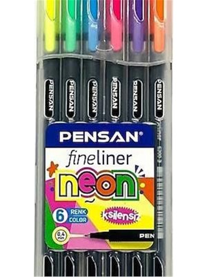 Pensan 6300 Fineliner 6 Lı Neon Pvc Kutu