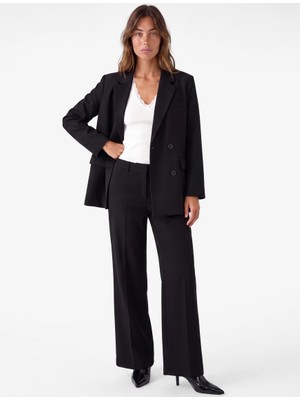 Koton Uzun Kollu Cepli Viskon Karışımlı Düğmeli Oversize Kruvaze Yaka Blazer Ceket