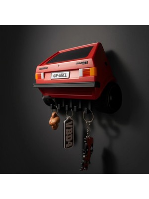 Magicland Volkswagen Golf Mk1 Gtı Tasarım Duvar Anahtarlık Askısı - Dekoratif Anahtar Tutucu
