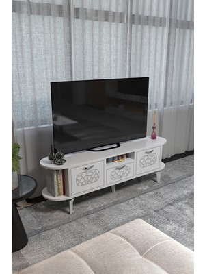Bezos Mira Gümüş Tv Ünitesi Beyaz 160