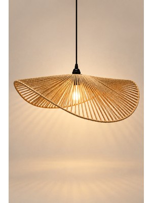 Naturel Dekor Doğal Jüt Elips Avize 60 cm - Bohem, Iskandinav, Modern, Rattan, Aydınlatma