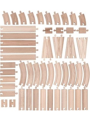 IKEA 50 Parça Huş Ahşap Tren Rayı Masif Kayın Ağacı Çocuk Gelişimi İçin Eğitici