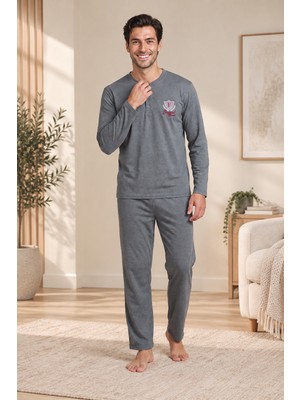 Wordex Falkom 5805 Interlok Kışlık Kalın Kumaşlı Erkek Ev Pijama Takımı