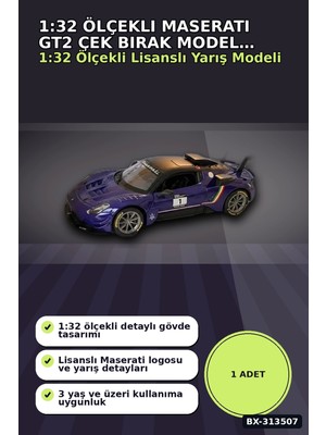 Genel Tedarik 1:32 Ölçekli Maserati Gt2 Çek Bırak Araba - Lisanslı Model, 1 Adet Oyuncak Araba BX-313507