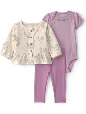 Layette Kız Bebek 3'lü Hırkalı Set CTR-1V404410