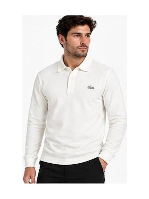 Lacoste  Polo Yaka  Çıtçıt Kapama Ekru Uzun  Kol  Dar Kesim  Sweatshırt