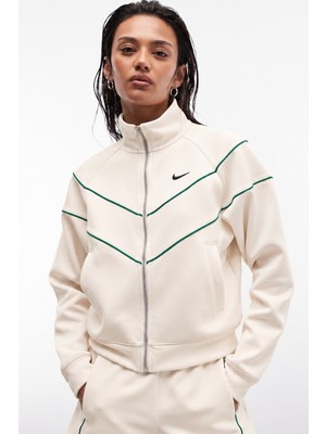 Nike Windrunner Piping Detail Track Full Zip Jacket Kadın Şerit Detaylı Spor Ceket Krem