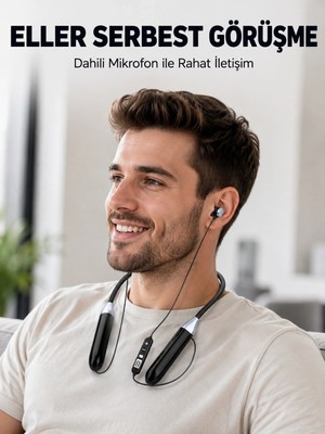 Genel Tedarik Boyun Bantli Bluetooth 5.0 Kulaklik Mikrofonlu Kablosuz Kulak Ici Muzik ve Gorusme BX-313563