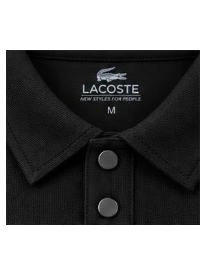 Lacoste  Polo  Çıt Çıt Kapama Siyah Dar Kesim  Uzun Kol