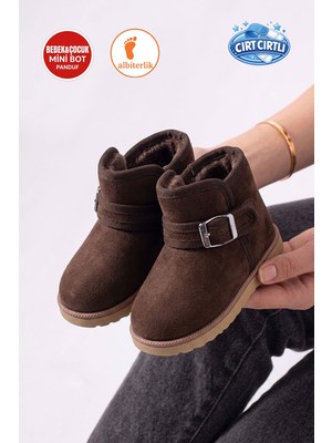 Albishoes Unisex Kız Erkek Çocuk Bebek Cırtlı Ev Botu Ev Ayakkabı Panduf Mini Bot Kreş Okul Günlük
