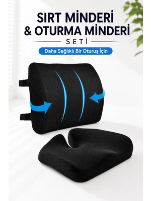 Arnee Ortopedik Visco Bel & Kuyruk Sokumu Minderi Seti - Ergonomik Sandalye Araç Koltuk Yastığı Oturma Minderi