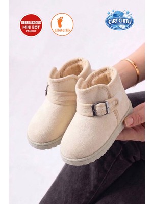 Albishoes Unisex Kız Erkek Çocuk Bebek Cırtlı Ev Botu Ev Ayakkabı Panduf Mini Bot Kreş Okul Günlük