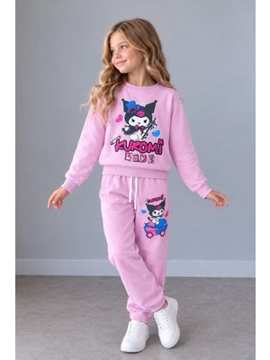 Cg Kids Karakter Sırt Baskı Detay Temalı Kız Çocuk 2 Iplik Sweatshirt ve Eşofman Alt Üst Takım