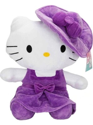 Mercan Terlik Çanta 2089 Sun-Jhn-Sk-Peluş H Kıtty Elbiseli Şapkalı 36 cm Hkty Mor