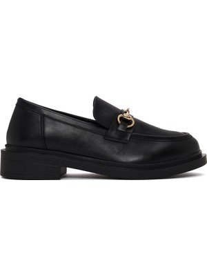Derimod Kadın Siyah Tokalı Maskülen Loafer AF250001SV