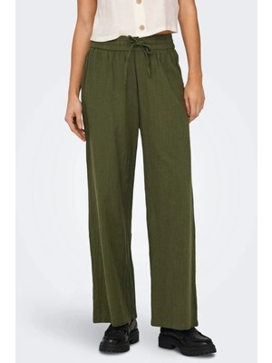 Only Onltizana % 100 Pamuk Regular Fit Yüksek Bel Geniş Paça Pantolon Kadın Pantolon 15319090